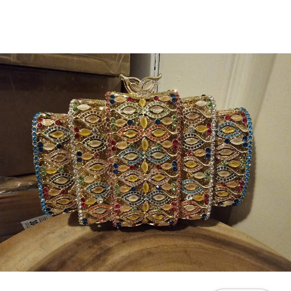 Natasha Couture Crystal  Color Clutch Purse New With Tags Rare Sold Out $70obo